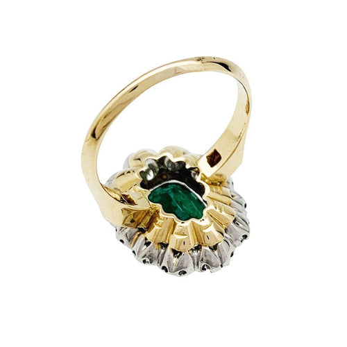 Bague 54 Bague pompadour or jaune et platine, émeraude 2.70 carats, diamants. 58 Facettes 30765