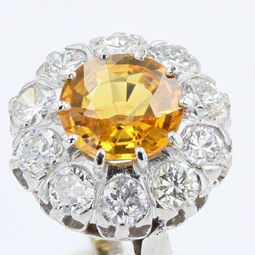 Bague 50 Bague marguerite saphir jaune et diamants 58 Facettes 21-524