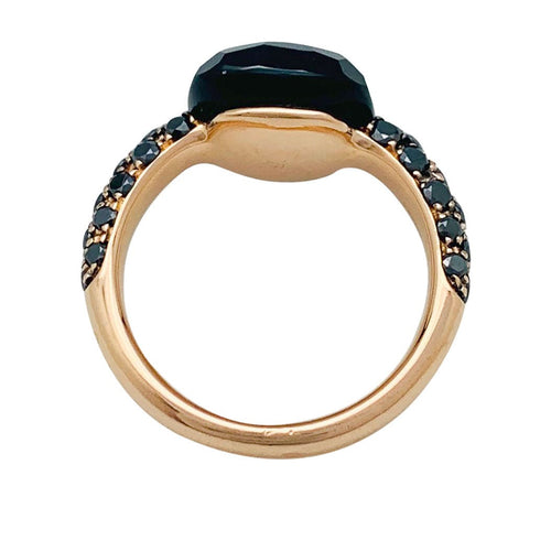 Bague 48 Bague Pomellato, "Capri", or rose, diamants noirs et onyx. 58 Facettes 32445