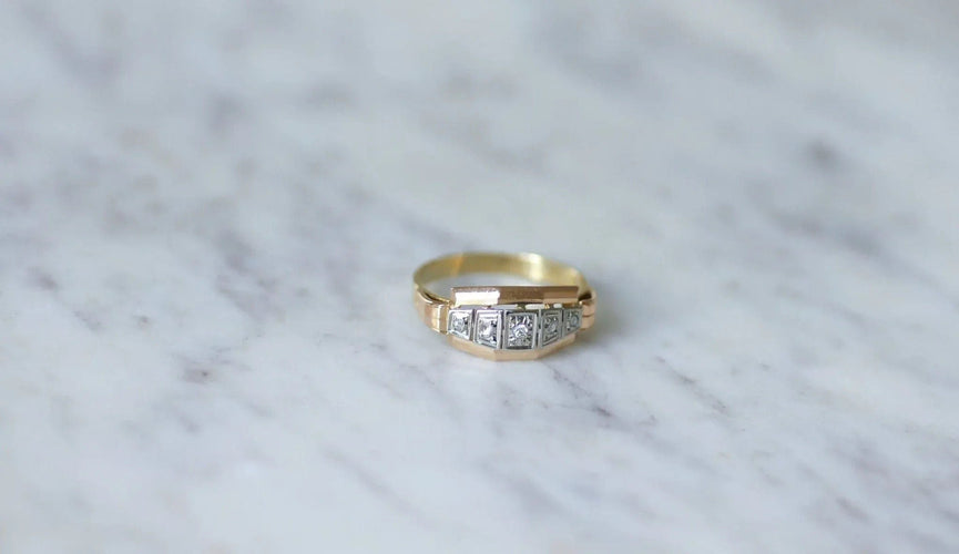 Bague Bague bandeau Art-Déco 3 Ors Diamants 58 Facettes