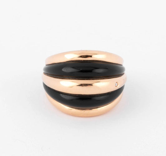 Bague Damiani - Bague "Spicchi di Luna" jonc or rose et onyx 58 Facettes