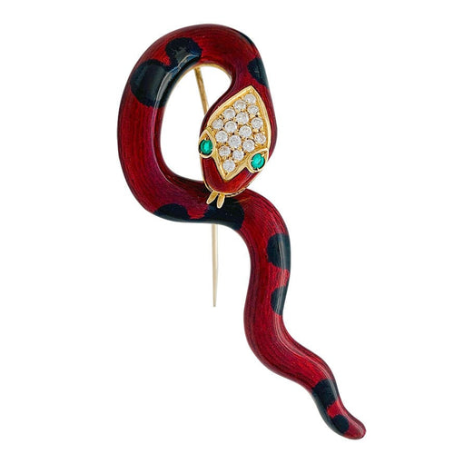 Broche Broche David Webb, "Serpent", émail, diamants et émeraudes. 58 Facettes 31590