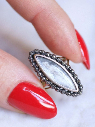 Bague marquise ancienne en or et argent, miniature, début du XXe siècle 58 Facettes