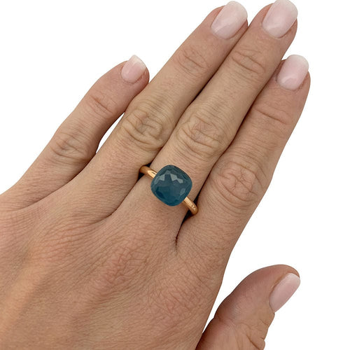 Bague 55 Bague Pomellato,"Nudo Classic, or blanc, or rose, topaze blue London. 58 Facettes 31116D