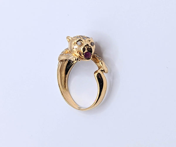 Bague Bague panthère en or et pavage diamants 58 Facettes