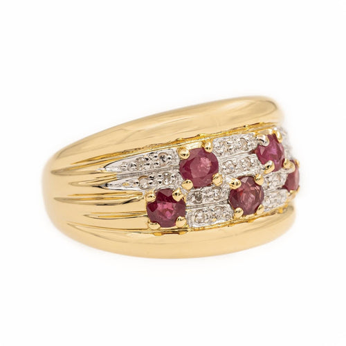 Bague 56 Bague Bandeau Or jaune Rubis 58 Facettes 2229023CN