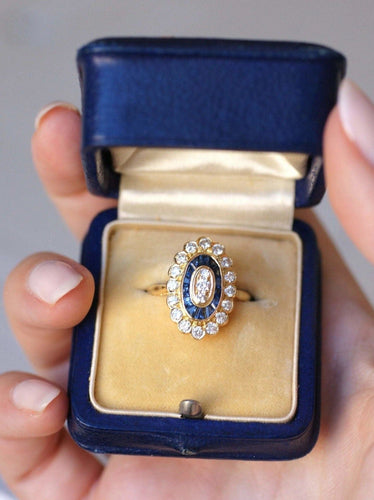 Bague style Art Deco saphirs & diamants 58 Facettes