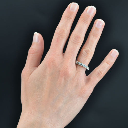 Bague 53 Demi alliance or blanc et diamants brillants 58 Facettes 22-116