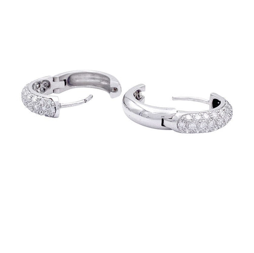 Boucles d'oreilles Boucles d'oreilles créoles en or blanc, diamants. 58 Facettes 32880