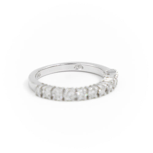 Bague 54 Bague Demi alliance Or blanc Diamant 58 Facettes 2107602CN