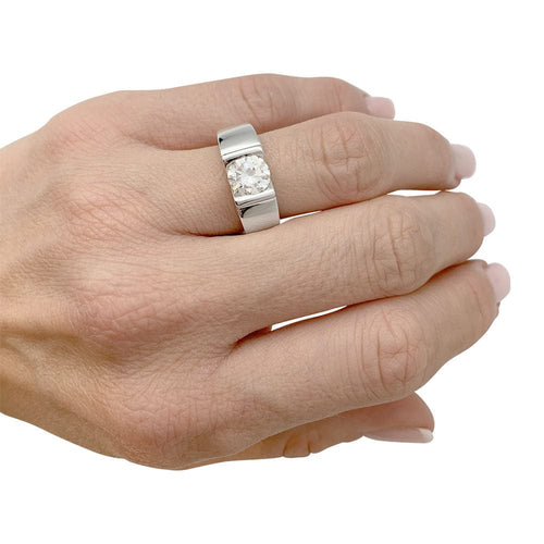 Bague 52 Solitaire en or blanc, diamant 1,14 carats. 58 Facettes 32053