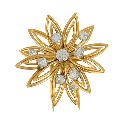 Broche Broche Cartier "Fleur" en or jaune et diamants. 58 Facettes 31448