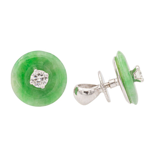 Boucles d'oreilles Boucles d'oreilles Puces Or blanc Jade Jadéite 58 Facettes 2432028CN