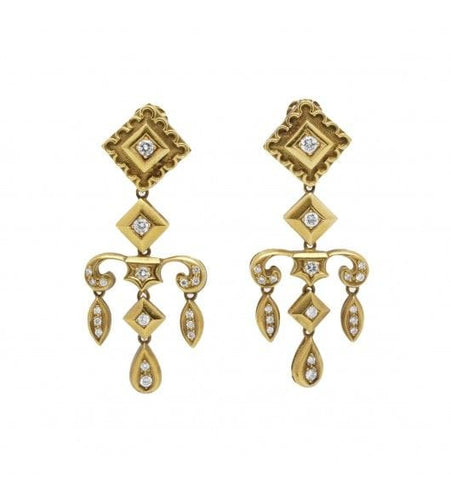 Boucles d'oreilles Longueur : 5.3 cm / Jaune / Or 750 Boucles d'oreilles Or et diamants 58 Facettes 140057SP