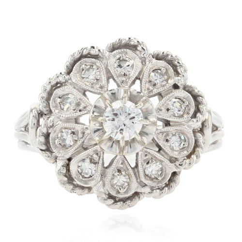 Bague 51 Bague vintage or blanc diamants 58 Facettes 21-710
