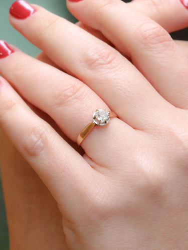 Bague 54 Solitaire Or rose Diamant coussin 58 Facettes J217