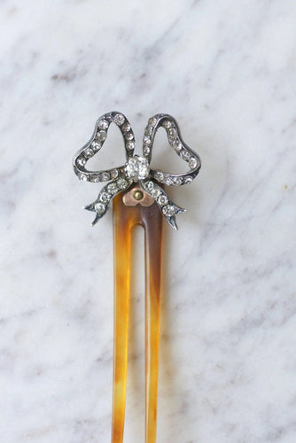 Accessoire Peigne ancien noeud, pierres du Rhin sur corne 58 Facettes