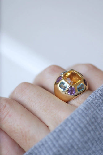 Bague Bague boule or citrine topaze bleue améthyste 58 Facettes