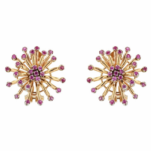 Boucles d'oreilles Boucles d'oreilles vintages fleurs or et rubis 58 Facettes 22-018
