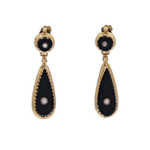 Boucles d'oreilles Pendants d'oreilles onyx et perles fines 58 Facettes 23-184