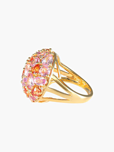 Bague 52 Bague Boule Saphirs roses, Citrines miel et Diamants 58 Facettes