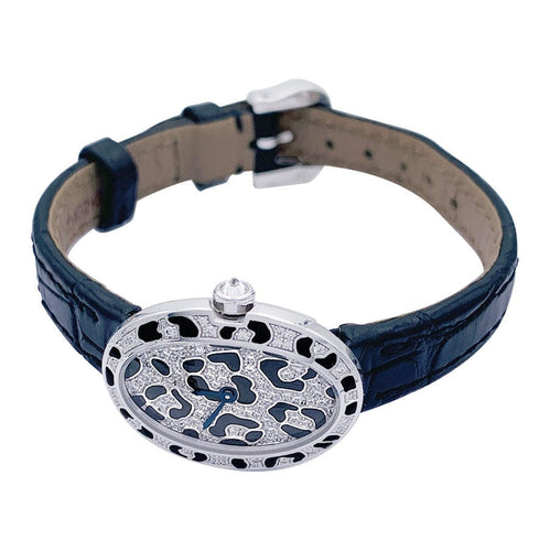 Montre Montre Cartier, "Mini Baignoire-Taches de panthère", or blanc, diamants, émail. 58 Facettes 32441