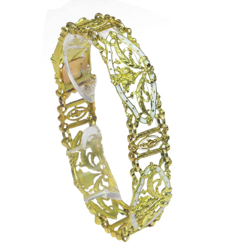 Bracelet Bracelet vintage or émail blanc attribué à Lucien Gautrait 58 Facettes 23086-0159