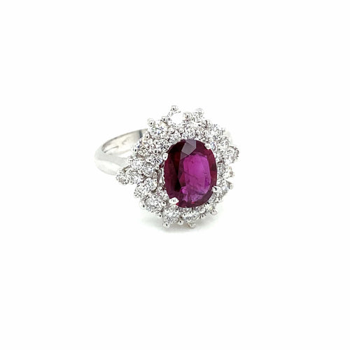 Bague Bague en grappe de diamants rubis de 1,94 carat certifiée par le domaine 58 Facettes
