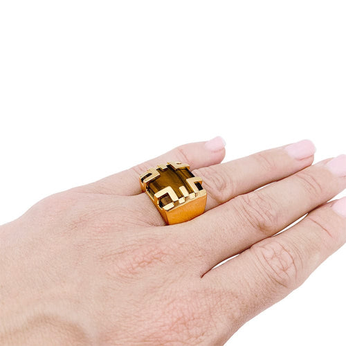 Bague 50 Bague Cartier, "Yijing", or jaune, oeil de tigre. 58 Facettes 32833