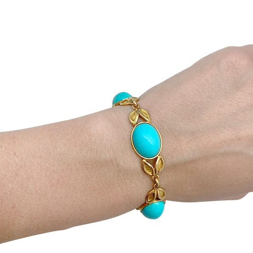 Bracelet Bracelet en or jaune, turquoises. 58 Facettes 31468