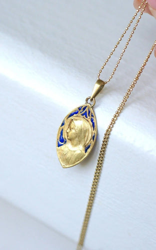 Collier Dropsy - Médaille or émail Vierge Marie 58 Facettes