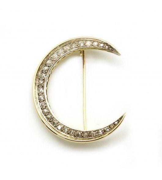 Broche Jaune / Or 750 Broche Croissant de lune Or et diamants 58 Facettes 150145R