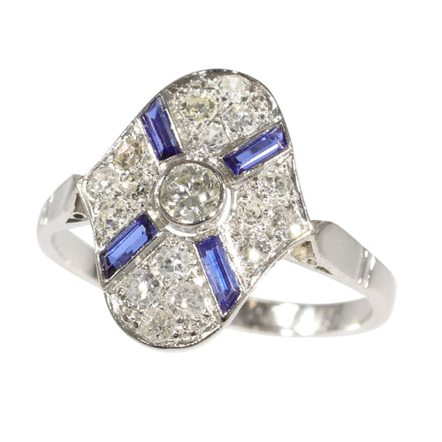 Bague 59 Bague Art Déco Diamant Saphir 58 Facettes 23271-0610