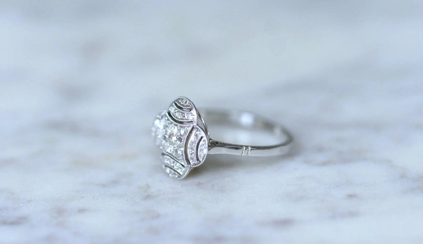 Bague Bague quadrilobée Art Deco diamants 58 Facettes