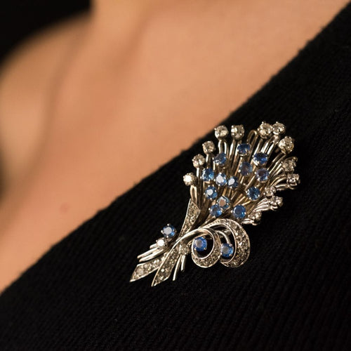 Broche Broche bouquet saphirs diamants 58 Facettes 19-564