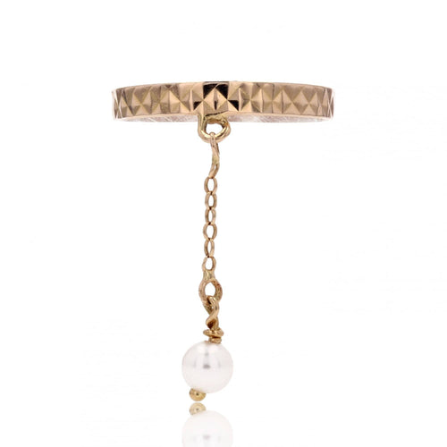 Bague 53 Bague or rose chainette perle de culture 58 Facettes 23-275
