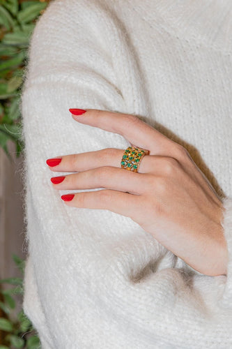 Bague 51 Bague Bandeau Or jaune Emeraude 58 Facettes 2734049CN