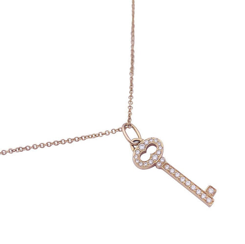 Collier Collier Tiffany & Co. "Clef" or rose, diamants. 58 Facettes 33512