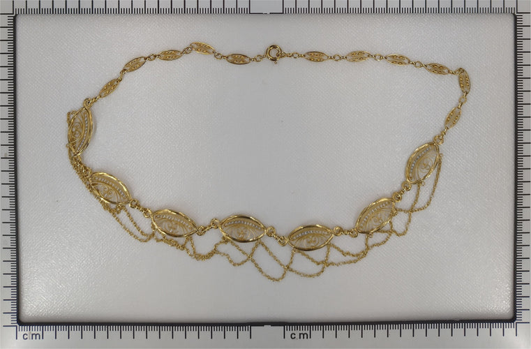 Collier Collier en filigrane d'or, perles de graines naturelles 58 Facettes 23039-0116