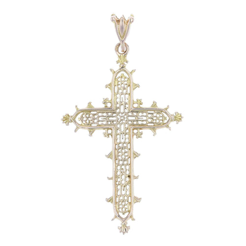 Pendentif Croix ancienne ajourée en or jaune 58 Facettes 19-015B