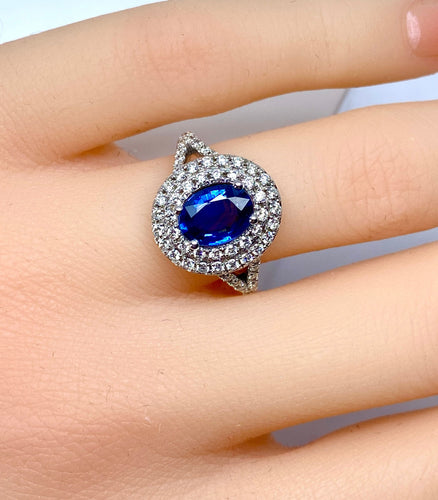 Bague 52 Bague Saphir entourage diamants 58 Facettes AB251