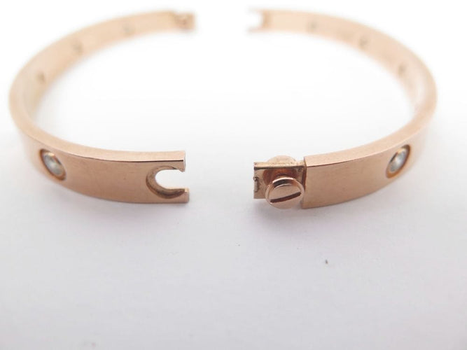 Bracelet bracelet CARTIER love 17 cm en or rose 18k 10 diamants 0.96 ct 58 Facettes 253427