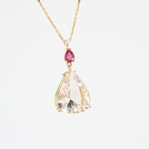 Collier Collier diamant rubis morganite sur or jaune 58 Facettes 21-723