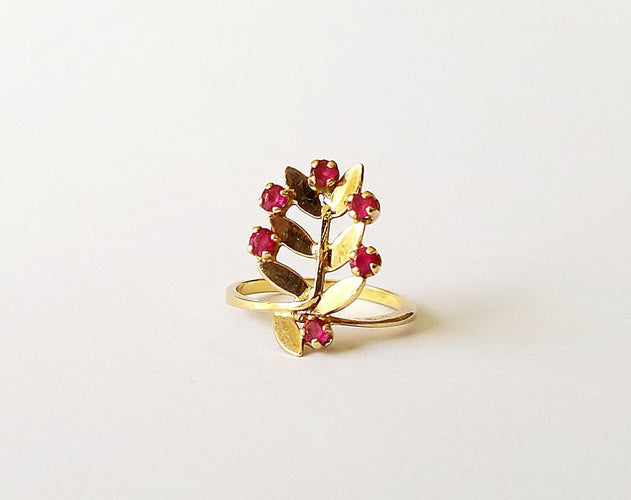 Bague 53 Bague Palme Or Jaune et Rubis 58 Facettes