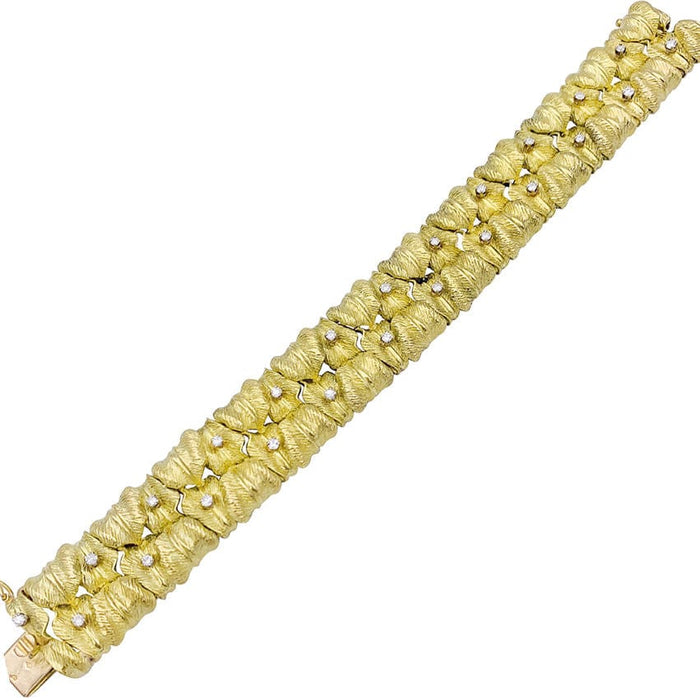 Bracelet Bracelet vintage "Feuillage" or jaune, diamants. 58 Facettes 33152