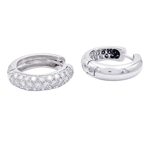 Boucles d'oreilles Boucles d'oreilles créoles en or blanc, diamants. 58 Facettes 32880