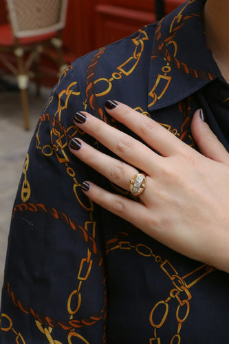 Bague Bague tank Art Déco en or jaune et diamants 58 Facettes J27