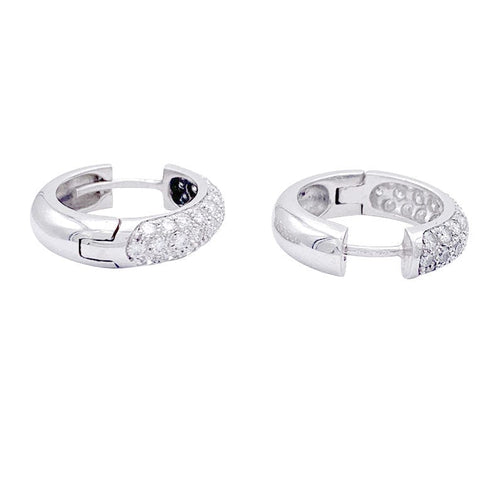 Boucles d'oreilles Boucles d'oreilles créoles en or blanc, diamants. 58 Facettes 32880