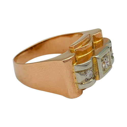 Bague 54 Bague tank or rose, blanc et diamants. 58 Facettes 31896