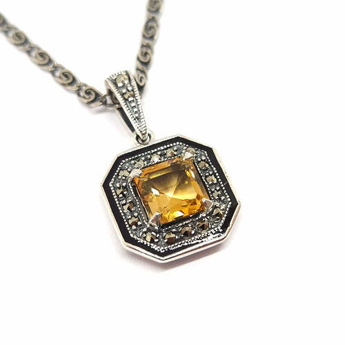 Collier Collier vintage en Argent &  citrine 58 Facettes